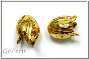 Perlenkappe (-cone) "Blooming Tulip", 21x16mm, goldfb., Messing, 1 Stk.