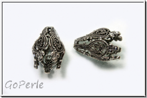 Perlenkappe (-cone) "Oriental Heart", 21x14mm, antiksilberfb., Metall, 1 Stk.