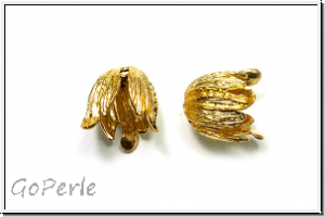Perlenkappe (-cone) "Blooming Tulip II", 16x13mm, goldfb., Messing, 1 Stk.