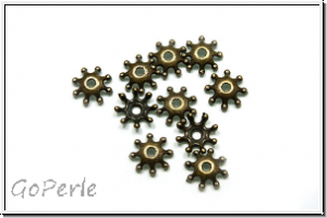 Perlenkappe "Osteospermum", 2,5x9mm, antikmessingfb., Metall, 10 Stk.