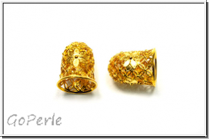 Perlenkappe (-cone) "Hollow Bell", 15x12mm, goldfb., Messing, 1 Stk.
