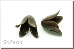 Perlenkappe (-cone) "Blooming Flower", 17x24mm, antikmessingfb., Messing, 2 Stk.