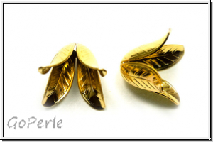 Perlenkappe (-cone) "Blooming Flower", 17x24mm, goldfb., Messing, 2 Stk.