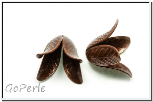 Perlenkappe (-cone) "Blooming Flower", 17x24mm, antikkupferfb., Messing, 2 Stk.