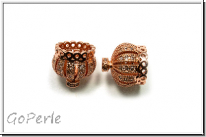 Endkappen "Krone mit Zirkonen", 13x13mm, rosegoldfb., Messing, 1 Stk.