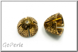 Perlenkappe (-cone) "Elrond II", 12x14, antikgoldfb., Messing, 1 Stk.
