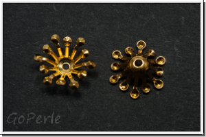 Perlenkappe "Strahlenkranz", 4x12mm, goldfb., Eisen, 5 Stk.