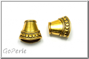 Perlenkappe (-cone) "P�nktchenrock", 16x16mm, antikgoldfb., Tibetsilber, 2 Stk.