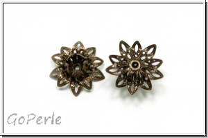 Perlenkappe "Offene Bl�te", 7,7x16mm, antikmessingfb., Messing, 2 Stk.