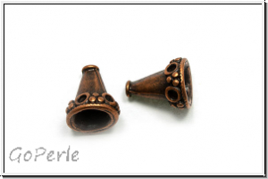 Perlenkappe (-cone) "Kreise & Punkte", 14x11mm, antikkupferfb., Tibetsilber, 2 Stk.