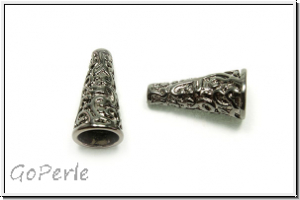 Perlenkappe (-cone) "Wild Nature", 20x10mm, hematitefb., Messing, 1 Stk.
