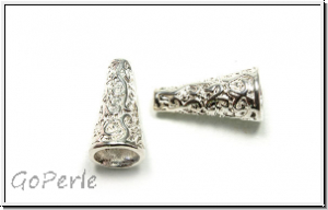 Perlenkappe (-cone) "Wild Nature", 20x10mm, silberfb., Messing, 1 Stk.