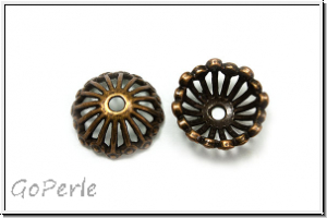 Perlenkappe (-cone) "Blumenschale", 7x19mm, antikmessingfb., Metall, 2 Stk.