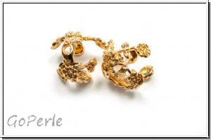 Perlenkappe (-cone) "Blumenranke", 16x19mm, goldfb., Metall, 1 Stk.