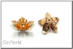 Perlenkappe "Offene Bl�te", 6,3x14mm, goldfb., Messing, 2 Stk.