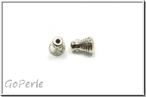 Perlenkappe (-cone) "Little Tower", 8x6mm, antiksilberfb., Tibetsilber, 10 Stk.