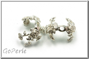 Perlenkappe (-cone) "Blumenranke", 16x19mm, silberfb., Metall, 1 Stk.