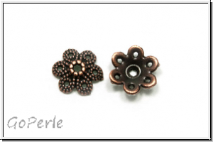 Perlenkappe "Kordelkranz", 2,8x9,1mm, antikkupferfb., Metall, 10 Stk.