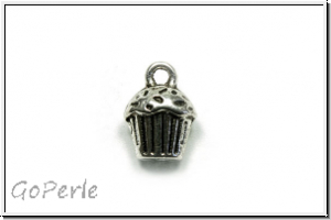 Anh�nger "Muffin", 14x10mm, antiksilberfb., Tibetsilber, 1 Stk.