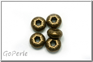 Metallperle "Donut Dots", 4,6x9,5mm, antikmessingfb., Tibetsilber, 5 Stk.