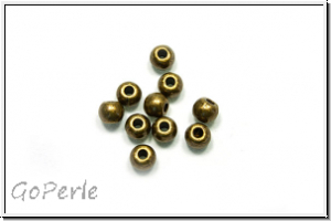 Spacer "Kugel, glatt", 4mm, antikmessingfb., Tibetsilber, 10 Stk.