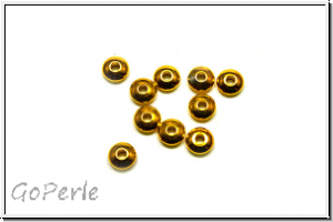Spacer "Linse", 2x5mm, goldfb., Messing, 10 Stk.
