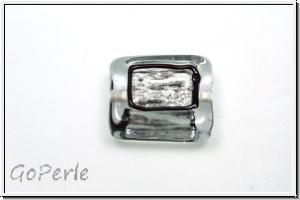 b�hm. Lampenperle, Silbereinzug, Rechteck mit Fenster, crystal/silver, 1 Stk.