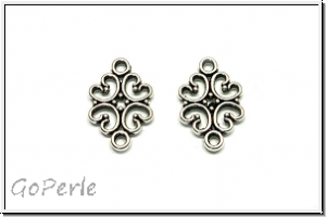 Verbinder "Herzquartet", 19x12,5mm, antiksilberfb., Metall, 2 Stk.