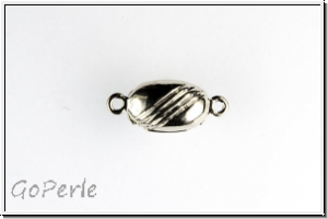 Magnetverschluss "gestreifte Olive", 17x7x6mm, silberfb., Metall, 1 Stk.