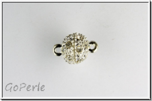 Magnetverschluss "Kugel mit Zirkonen", 14x10mm, silberfb., Metall, 1 Stk.