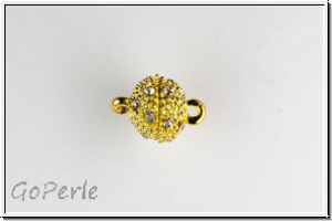 Magnetverschluss "Kugel mit Zirkonen", 14x10mm, goldfb., Metall, 1 Stk.