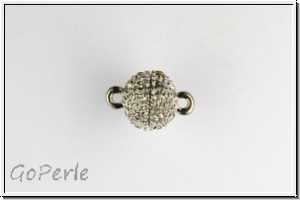Magnetverschluss "Kugel mit Zirkonen", 14x10mm, antiksilberfb., Metall, 1 Stk.
