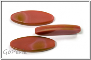b�hm. Glasperle, table cut, oval, 30x11mm, rose/khaki, op., 1 Stk.