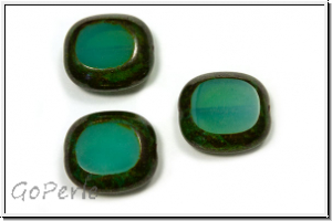 b�hm. Glasperle, table cut, Rechteck, 17x16mm, jade, opal, picasso, 3 Stk.