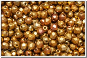 B�hm. Glasschliffperle, feuerpol., 3mm, bronze-MIX, met., satin, 50 Stk.