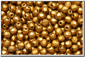 B�hm. Glasschliffperle, feuerpol., 3mm, goldenrod, met., satin, 50 Stk.