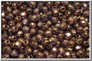 B�hm. Glasschliffperle, feuerpol., 3mm, crystal, trans., lila bronze luster, 50 Stk.