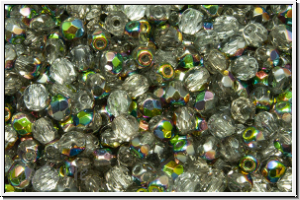 B�hm. Glasschliffperle, feuerpol., 3mm, crystal, trans., half vitrail, 50 Stk.