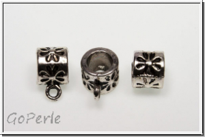 Anh�ngerschlaufe "Margerite", 10x6mm, antiksilberfb., Tibetsilber, 1 Stk.