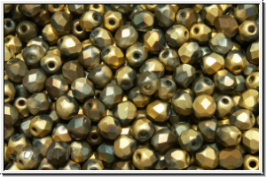 B�hm. Glasschliffperle, feuerpol., 3mm, crystal, trans., california nights, matte, 50 Stk.