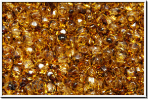 B�hm. Glasschliffperle, feuerpol., 3mm, crystal, trans., picasso, 50 Stk.