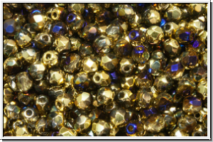 B�hm. Glasschliffperle, feuerpol., 3mm, crystal, trans., california blue, 50 Stk.