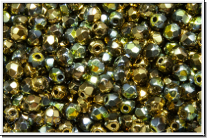 B�hm. Glasschliffperle, feuerpol., 3mm, crystal, trans., california sunshine, 50 Stk.