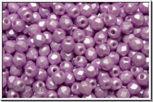 B�hm. Glasschliffperle, feuerpol., 3mm, white, alabaster, lt. rose pastel, 50 Stk.