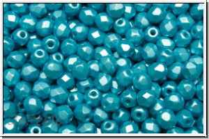 B�hm. Glasschliffperle, feuerpol., 3mm, white, alabaster, aqua pastel, 50 Stk.