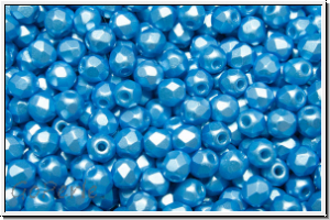 B�hm. Glasschliffperle, feuerpol., 3mm, white, alabaster, turquoise pastel, 50 Stk.