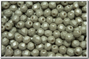 B�hm. Glasschliffperle, feuerpol., 3mm, white, alabaster, soft grey pastel, 50 Stk.