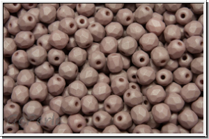 B�hm. Glasschliffperle, feuerpol., 3mm, white, alabaster, lt. wine less pastel, matte, 50 Stk.