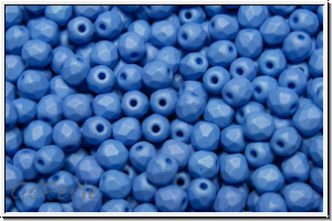 B�hm. Glasschliffperle, feuerpol., 3mm, white, alabaster, sapphire pastel, matte, 50 Stk.