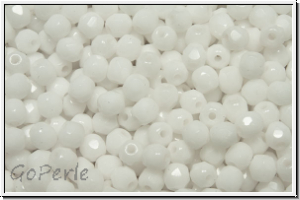 B�hm. Glasschliffperle, feuerpol., 3mm, white, op., 50 Stk.